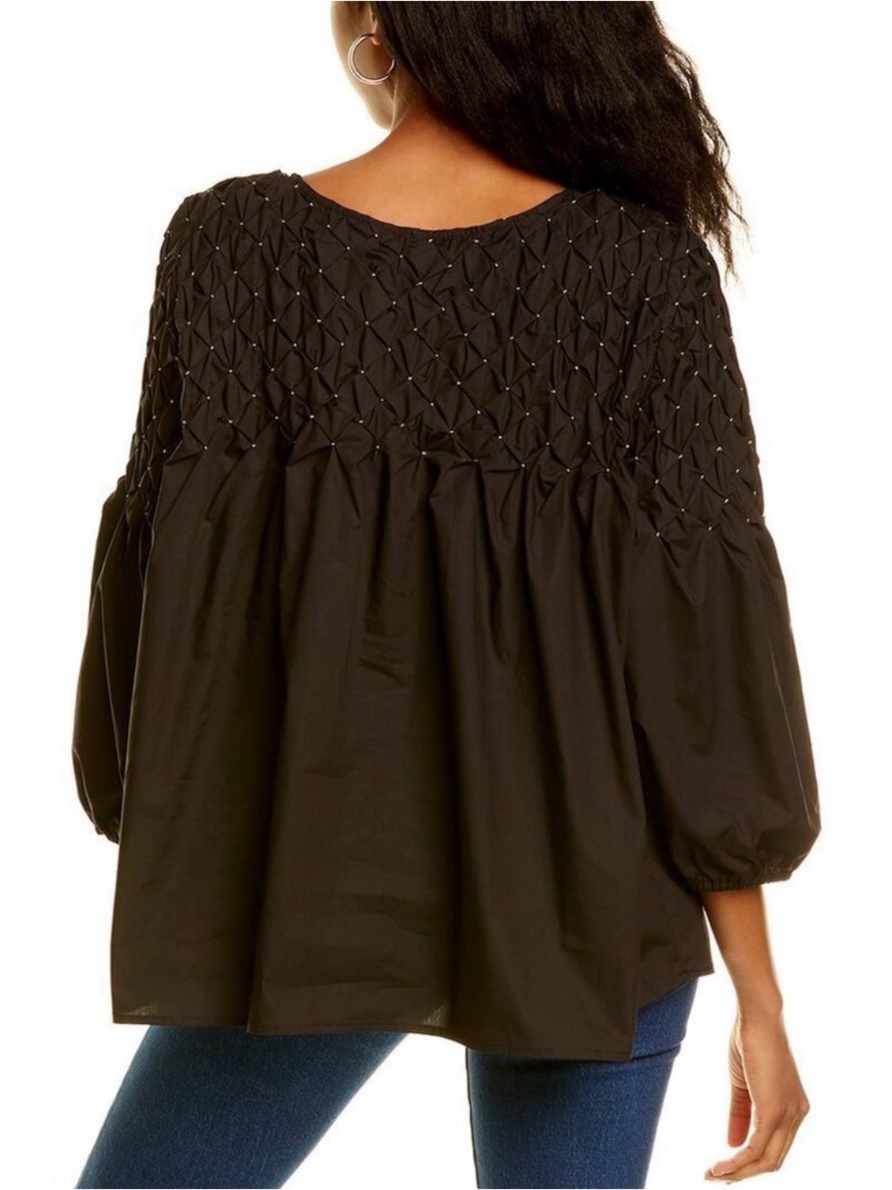 Tyler Böe Flared Puckered Gold Thread Bodice Top blouse - Picture 2 of 8